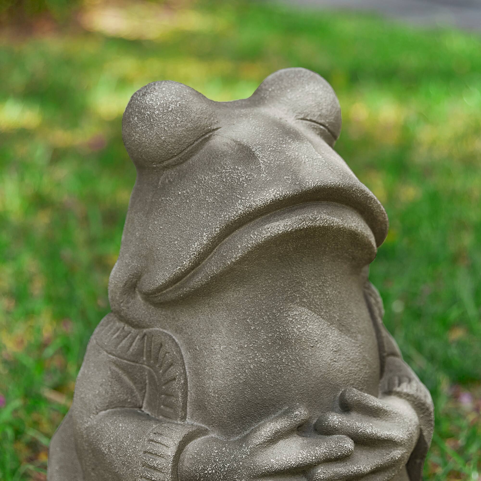 Glitzhome® 16.75" Faux Concrete Zen-Style Frog Garden Statue